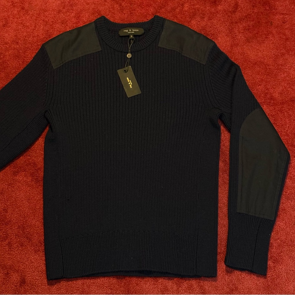 Rag & Bone Navy Ribbed Sweater with Shoulder Accents BRAND NEW W/ Tags